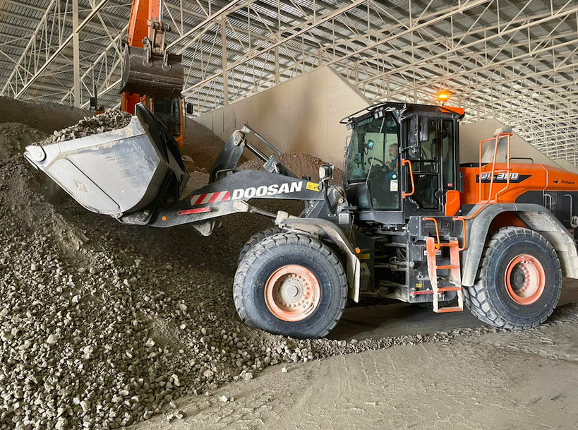 New Doosan Wheel Loader in Ceramic Floor Tile Industry